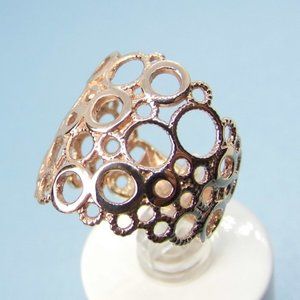 Rose Sterling Silver Wide Ring Italy 6